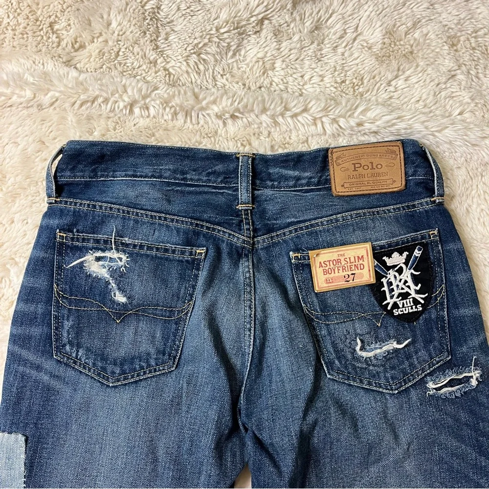 Polo Ralph Lauren Women's Astor Slim Boyfriend Jeans Size 27 Patchwork Distress - Picture 8 of 8